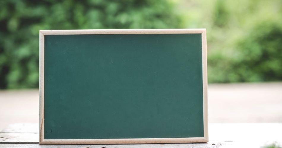 green board is blank putting text wooden floor 1