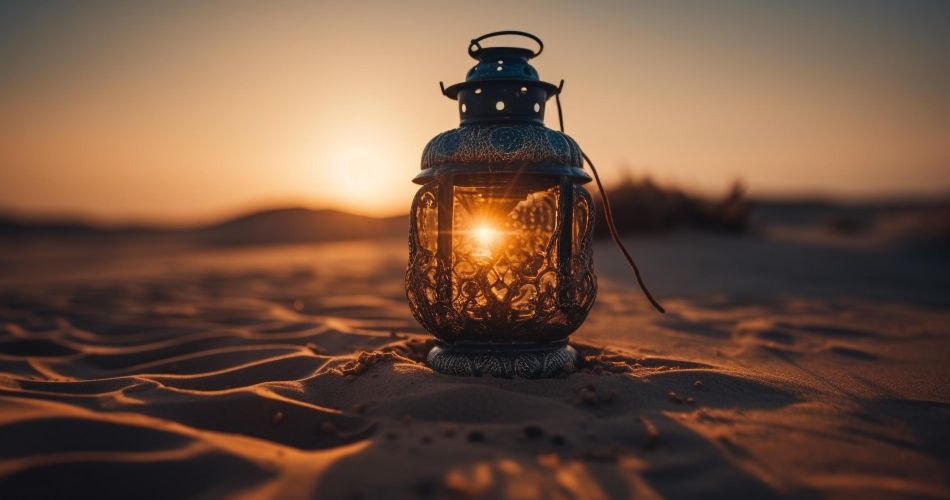 glowing lantern illuminates tranquil dusk beach generated by ai 1