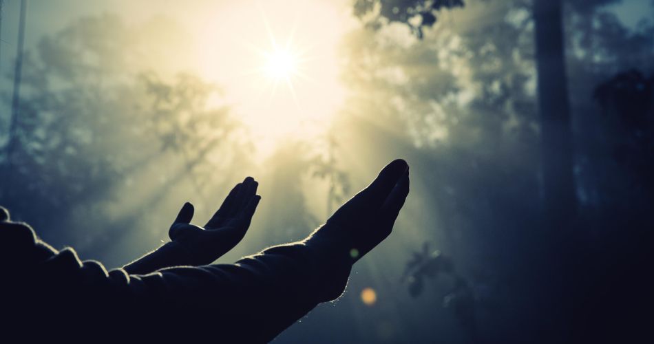 teenage girl with praying sunny nature 1