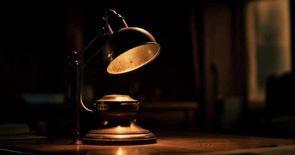 rustic metal lantern illuminates ancient wooden desk generated by ai 1